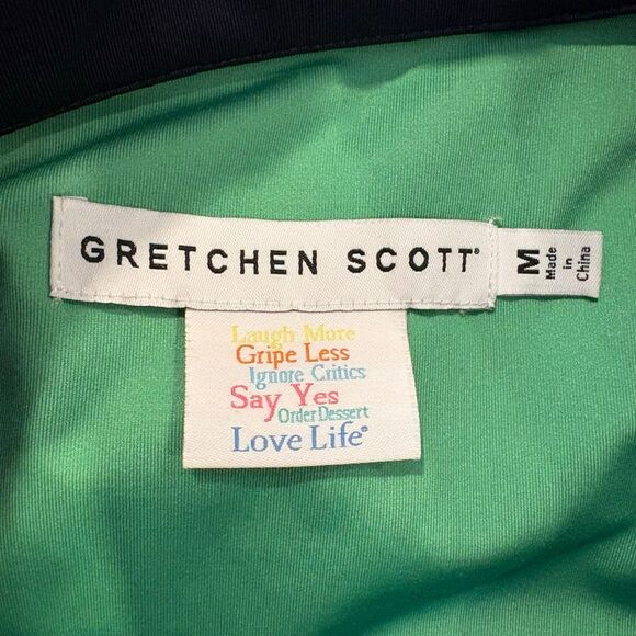 Gretchen Scott Navy Blue Tie Dress Stretch Size M Packable Travel - Picture 6 of 7